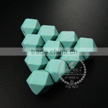 20*20*20mm Painted Color Green Wood Beads Polyhedron Beads DIY Findings Supplies 3000051 photo-2