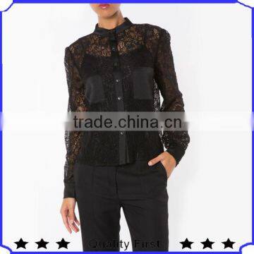 Ladies Blouses And Tops Long Sleeve Sexy Elegant Blouses in lace