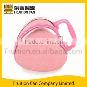 Heart Shaped Tin Lunch Box Container with Zipper