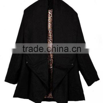Casual Black Irregular Long Sleeve Woolen Cardigan