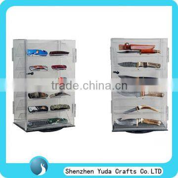 Clear roating case acrylic knife display case