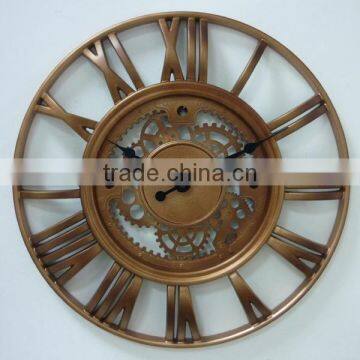 15 Inch Wall Decorative Plastic Copper Effect Clock photo-2