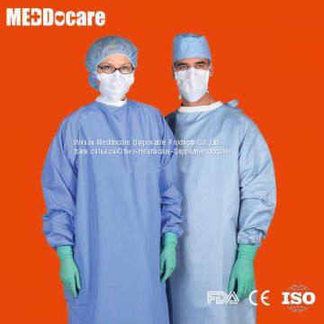 Hospital Medical Sterilized Scrub Surgeon Gown Disposable Cloth Surgical Gowns with Velcro Back