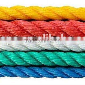 yellow andgreen 3 strands twisted pp rope