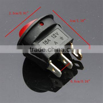Red Neon 3 Pin 4.8mm Terminals 12V 16A Universal LED Illuminated Car Button Lights ON/OFF Round Rocker Switch Dash Boat Van photo-6