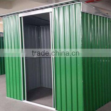 outdoor DIY product sloping roof sliding door metal green sheds with low price