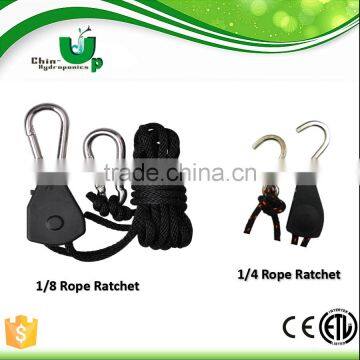 1/4 1/8 Heavy Duty Adjustable Retractable Grow Light Hangers Rope Ratchet