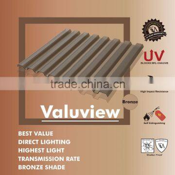 Transparent Polycarbonate Corrugated Bronze Roofing Sheet (Valuview Bronze GRECA)