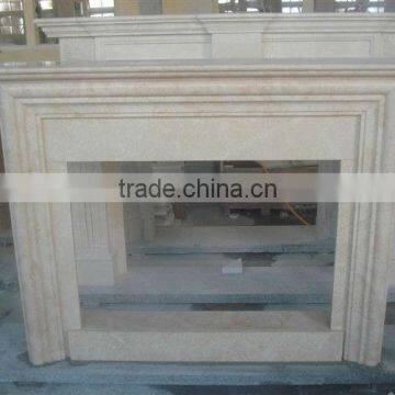 Marble stone round indoor fireplace mantel