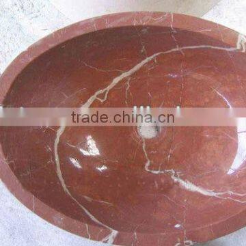 Coral red marble wash basin