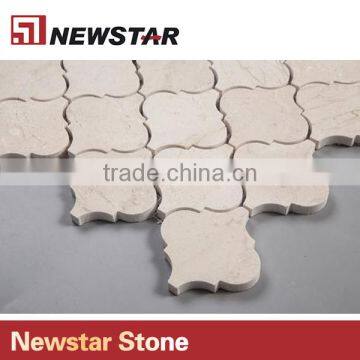 Newstar Crema Beige Arabesque Marble Lantern Brown Stone Tile Backsplash photo-3