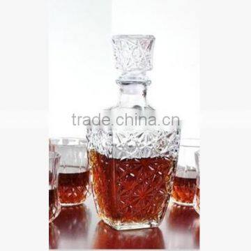 Wine Decanter & Whisky Glasses, Crystal Square Whiskey Decanter With Stopper. photo-4