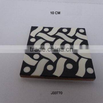 black and white mosaic repeat pattern coaster available in other patterns and colours