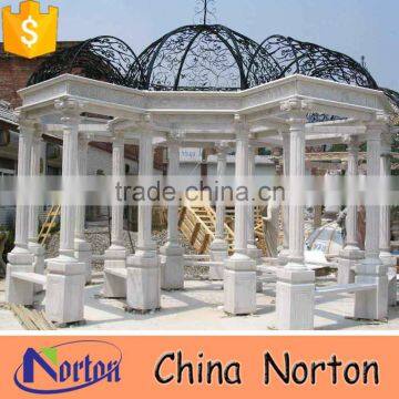 hand carved solid large outdoor natural white stone gazebo NTMG-232S