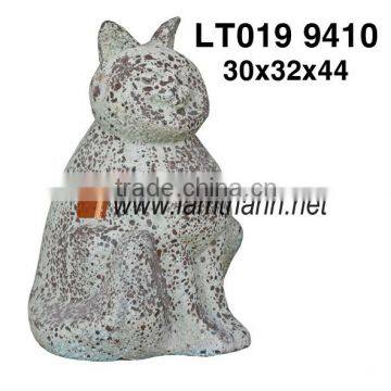 Garden Ornament Ancient White Ceramic Decorative Cat Statue