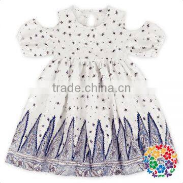 2017 Girl Smocked Bohemian Pattern Dress Puffy Party Princess Dress