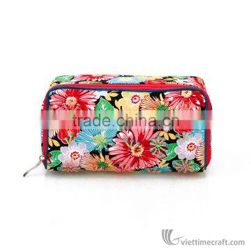 Vietnam Cosmetic Bag With Zip, Flower Pattern Makeup Box Case photo-3