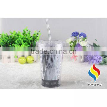 Reusable Double Walled PS/AS Plastic Cups With Lid Straw photo-4
