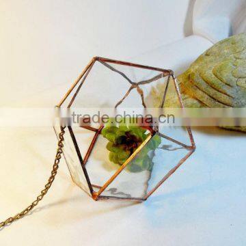 Triangular orthobicupola Diamond Shape Plant Holder Hanging Glass Terrarium