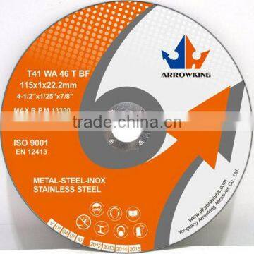 4-1/2" 115x1x22.2mm Super Thin Flat Resin Bonded Reinforced Cutting Wheel for Stainless Steel