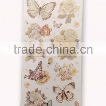 Butterfly & Rose Design Sticker in Light Green Color Way, Popular Antique Design Decorative Glitter Sticker photo-6