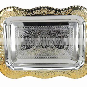 Gold Stainless Steel decorative tray for wedding