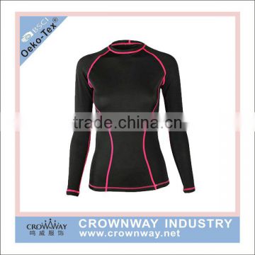 warm base wear women compression shirts with flat lock stitching