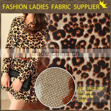 Animal print shaoxing zhejiang 100% rayon Leopard fabric t shirts 100% rayon Leopard fabric