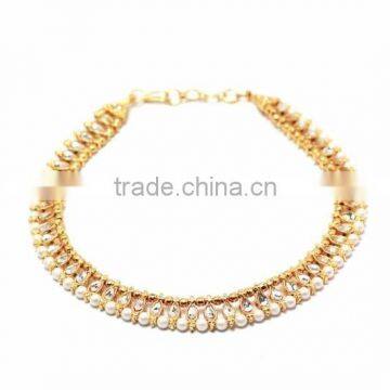 Gold TONE Kundan ANKLETS PAYAL Pair Foot Chain photo-3