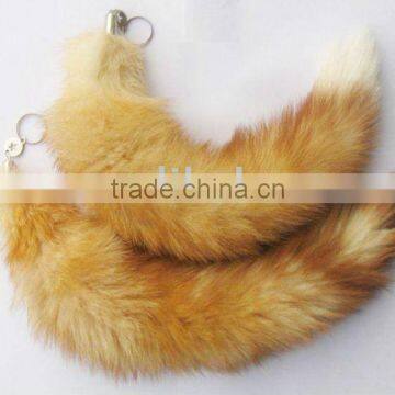 CX-R-03 Natural Colour Fox Tail Custom Metal Keychain