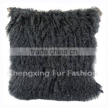 CX-D-04N Wholesale High Quality Best Selling Comfortable Lamb Fur Pillow Genuine Mongolian Sheep Fur Pillows photo-3
