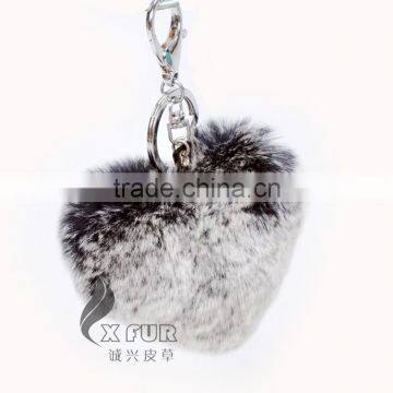 CX-R-46 Wholesale Heart Shape Genuine Rabbit Fur Keyring photo-5