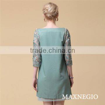 2015 New Causal 100% Cotton Three Quarter Sleeve Latest Casual Gaon Dress photo-4