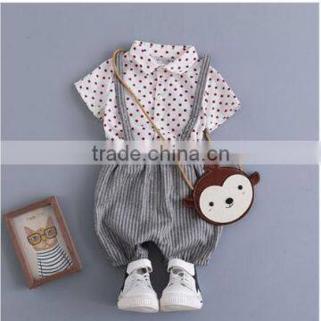 2017 wholesale children boutique clothing ploka shirts and pants new fashion kids clothes set