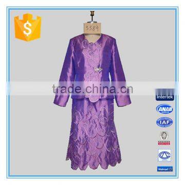 2016 Fashion Style Blouse And Skirt Polyester Shantung Fabric Women Church Suits