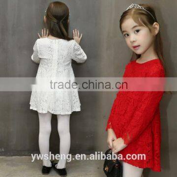 2016 baby girl top quality children lace dress fabric patterns for girkls