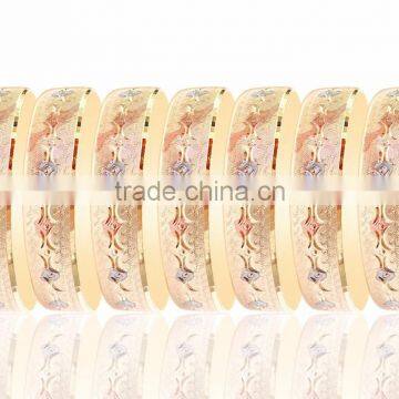 Latest Indian Style 20 MM Three Tone Plated Diamond Cut Bangles