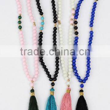 Japa 108 Mala Beads Chakra Necklace Hand Knotted Necklace With Tassels photo-3