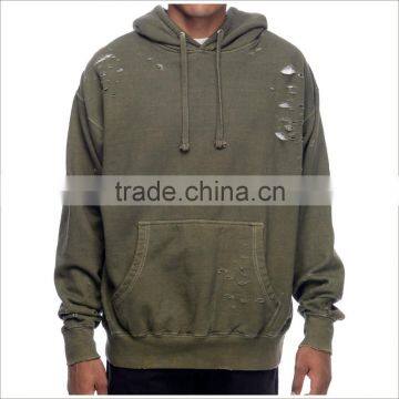 Wholesale Olive Green Hoodie Custom Design Washed Hoodie
