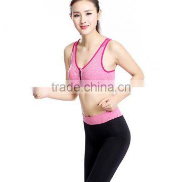 Sexy Zipper Sports Bra Sets Wireless Running Fitness Wear Factory Price Yoga Bra photo-2