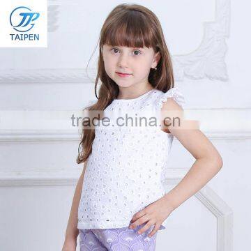 Children's Clothing Wholesale T16309 Baby Girls Tops Shirts Hollow Lace T-shirts Boutique Tops