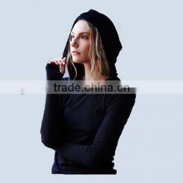 High Quality Custom 100% Cotton Exercise Gym Plain Hoodie With Glove photo-2