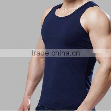 Trade Assurance Custom 100% Cotton Close-fitting Gym Plain Mens Tank Top photo-3