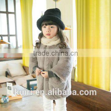 Girls Winter Coats Kids Faux Fur Jackets Children Outerwear Fashion Brand O-Neck Flower Decoration Clothing New 2016 photo-5