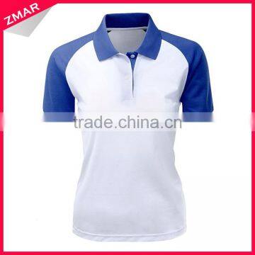 Women Slim Fit Sport Blank Blue And White 100 Polyester Microfiber Polo Shirt