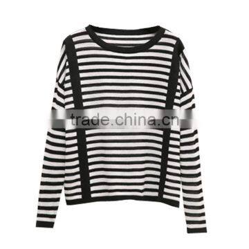 wholesale fashion women stripe hoody sweater without hood