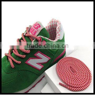 Red / White Stripe Rope Laces~Runners Regular Rope Laces~Yeezy Rope Laces~Custom Sneakers Laces~Round Feature