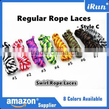 Black White Hot Sale Round Rope Athletic Exercise Shoelaces - Swirl Hiking Rope Strong Firmly Boot Laces - Amazon Supply photo-5