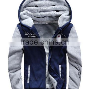 Men's baseball zipper-up hoodie sweatshirt with wool fleece and embroidery