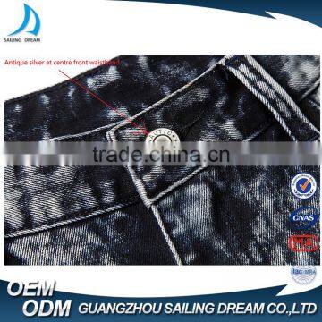 2017 New Style Navy Blue Snow Dirty Wash Slim Fit Mens Jeans Pants photo-5